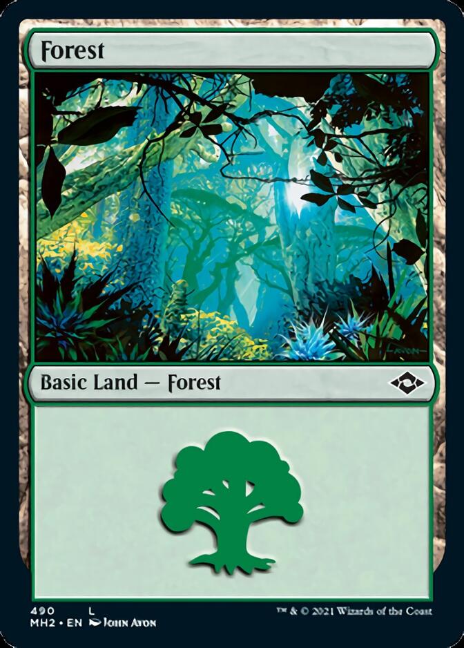 Forest (490) (Foil Etched) [Modern Horizons 2] | Silver Goblin