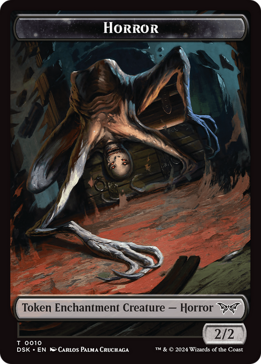 Horror // Glimmer Double-Sided Token [Duskmourn: House of Horror Tokens] Foil