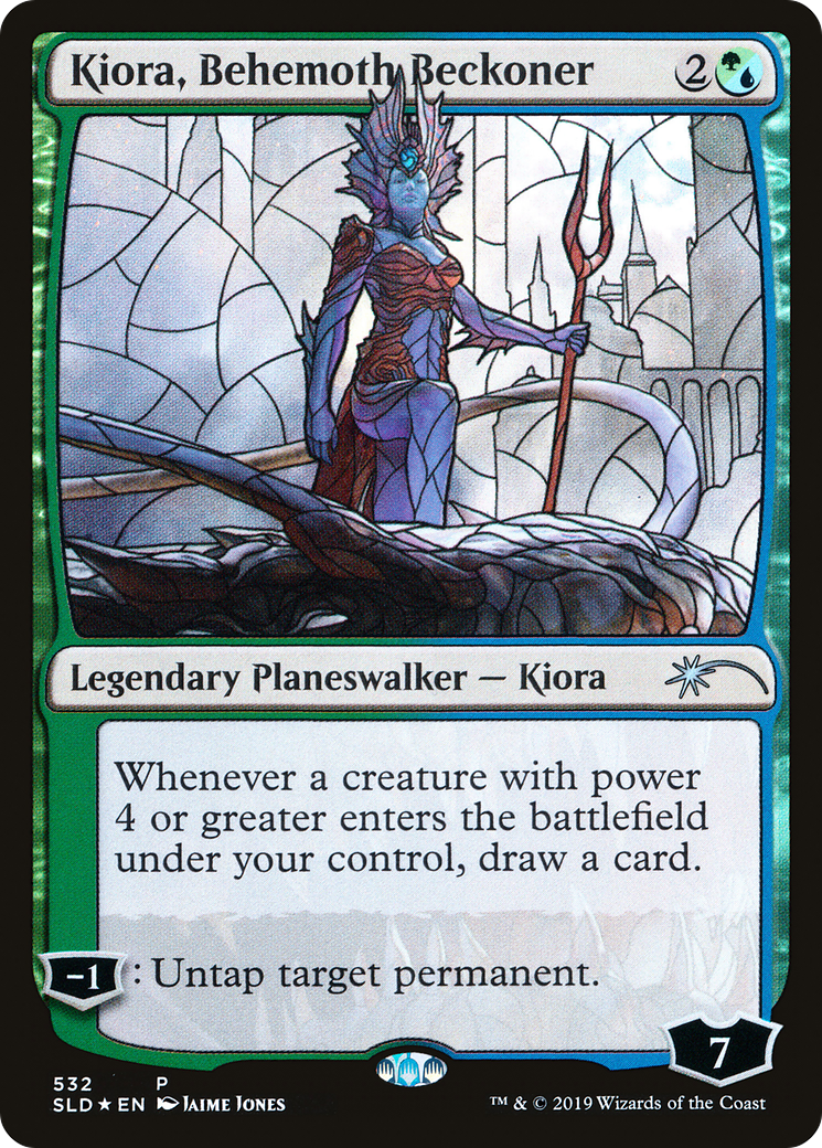 Kiora, Behemoth Beckoner (Stained Glass) [Secret Lair Drop Promos] | Silver Goblin