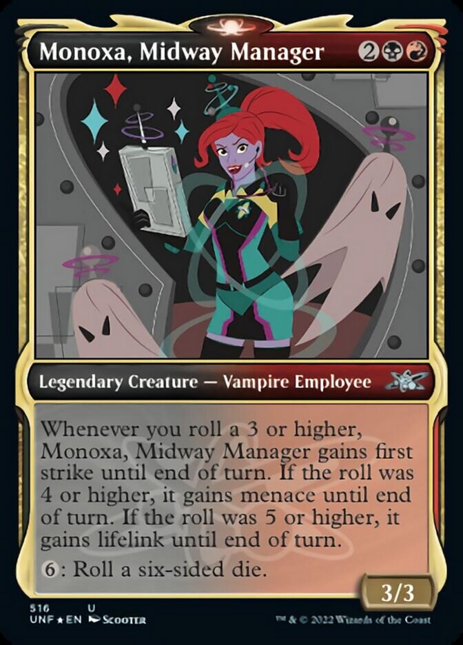 Monoxa, Midway Manager (Showcase) (Galaxy Foil) [Unfinity] | Silver Goblin