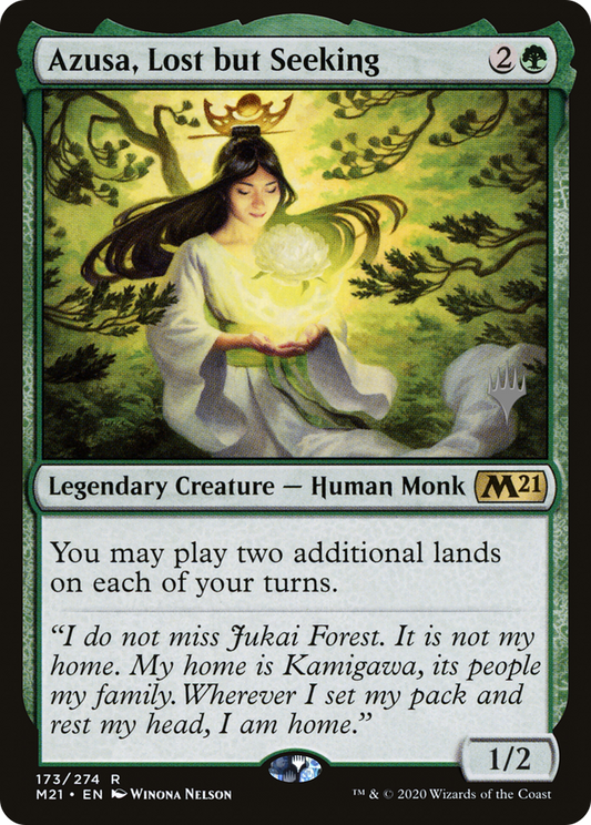 Azusa, Lost but Seeking (Promo Pack) [Core Set 2021 Promos] Foil