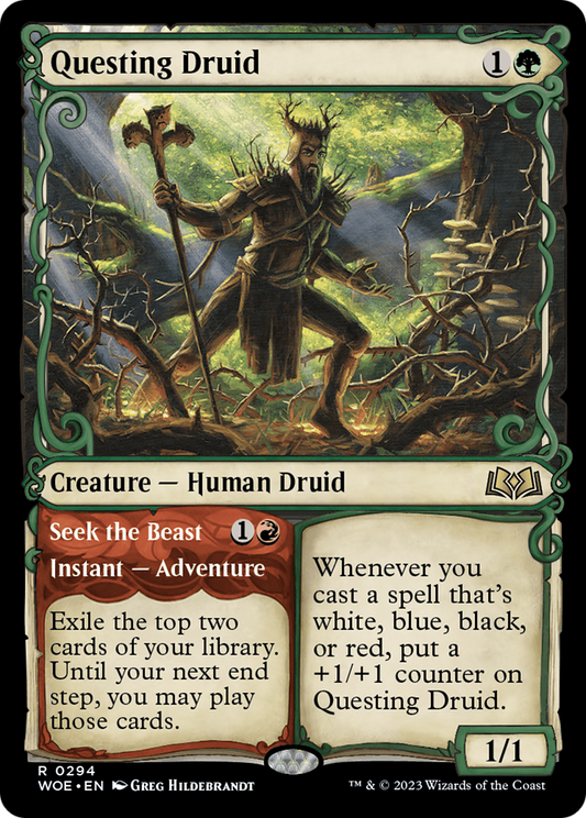 Questing Druid // Seek the Beast (Showcase) [Wilds of Eldraine] Foil