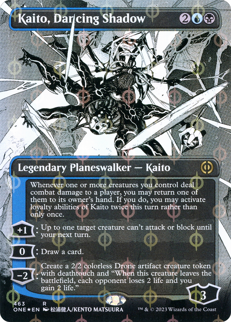 Kaito, Dancing Shadow (Borderless Manga Step-and-Compleat Foil) [Phyrexia: All Will Be One] | Silver Goblin