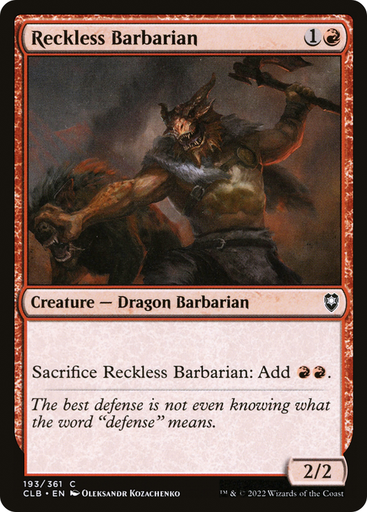 Reckless Barbarian [Commander Legends: Battle for Baldur's Gate]