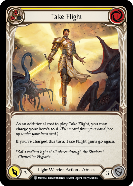 Take Flight (Yellow) [MON055-RF] (Monarch)  1st Edition Rainbow Foil | Silver Goblin