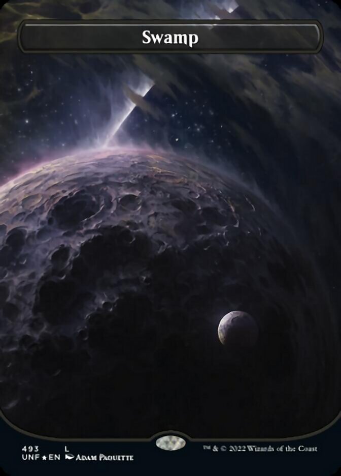 Swamp (493) (Orbital Space-ic Land) (Galaxy Foil) [Unfinity] | Silver Goblin