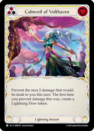 Calmveil Of Volthaven (Yellow) (OMN185) Rainbow Foil - Omens of the Third Age