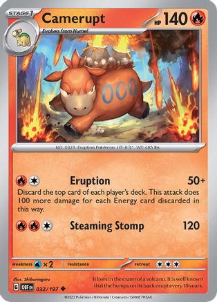 Camerupt (32) Reverse Holofoil - Obsidian Flames