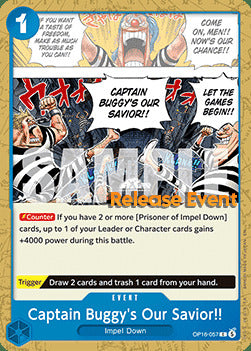 Captain Buggy's Our Savior!! (OP16-057) Release Event Cards