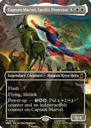 Captain Marvel, Earth's Protector (Borderless) (342) Foil - Marvel Super Heroes