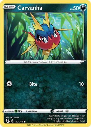 Carvanha (162) Reverse Holofoil - Fusion Strike