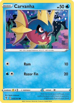 Carvanha (35) Reverse Holofoil - Evolving Skies