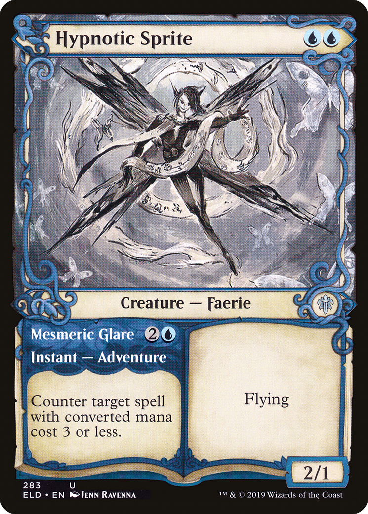 Hypnotic Sprite // Mesmeric Glare (Showcase) [Throne of Eldraine] Foil