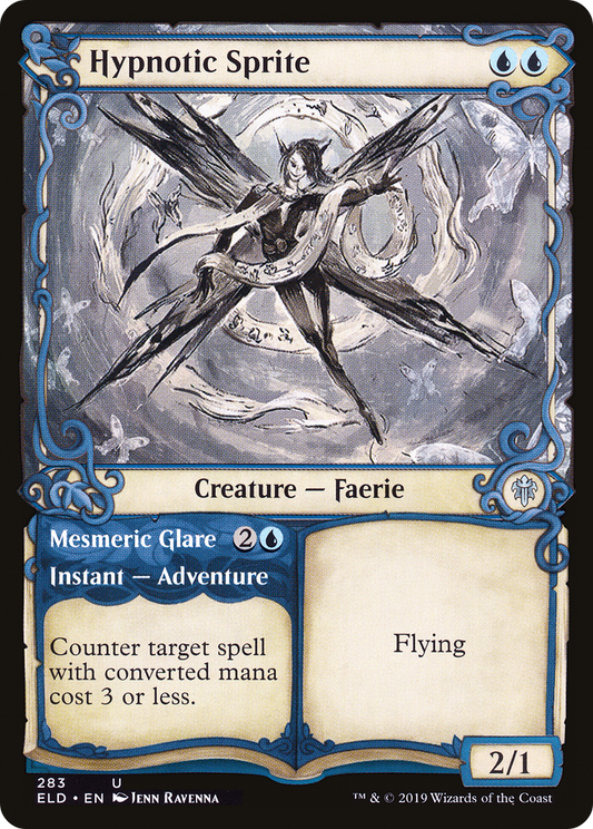Hypnotic Sprite // Mesmeric Glare (Showcase) [Throne of Eldraine] Foil