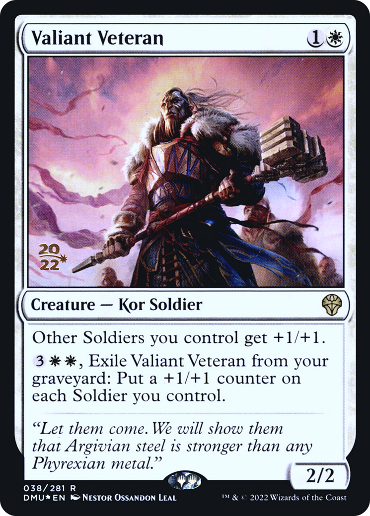 Valiant Veteran [Dominaria United Prerelease Promos] | Silver Goblin