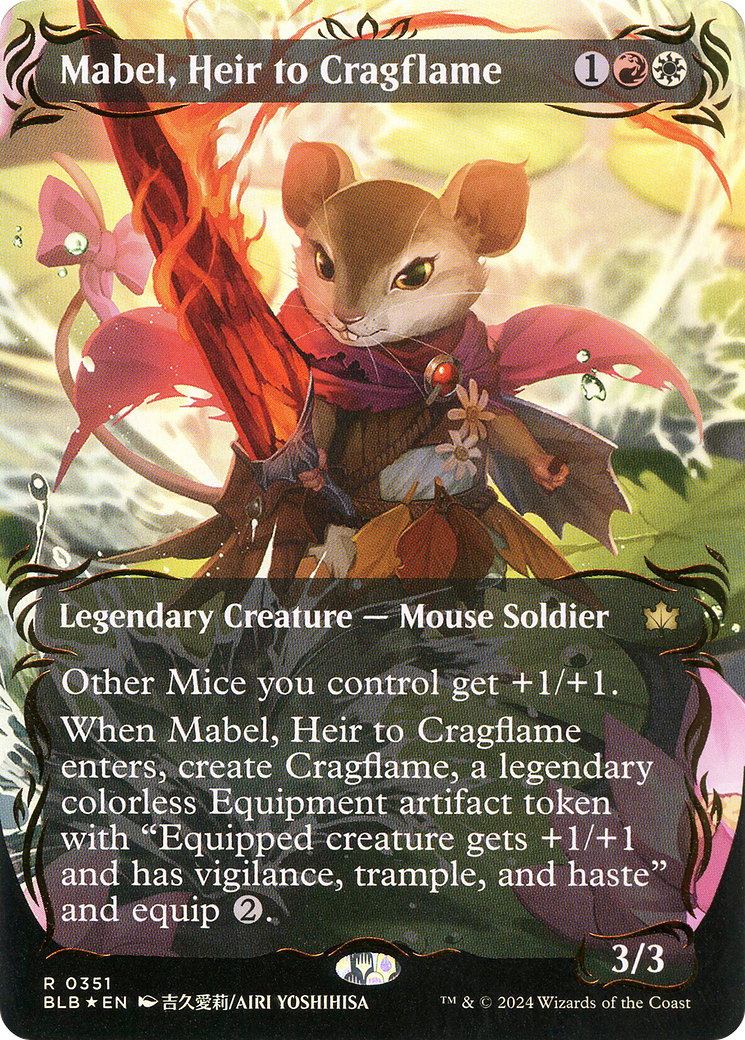 Mabel, Heir to Cragflame (Borderless) (Raised Foil) [Bloomburrow] | Silver Goblin