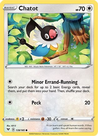 Chatot (139) Reverse Holofoil - Vivid Voltage