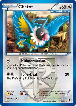 Chatot (Team Plasma) (77) Reverse Holofoil - Plasma Blast