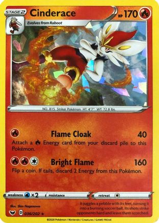 Cinderace (Cracked Ice Holo) (Deck Exclusives) (36) Holofoil - Sword & Shield
