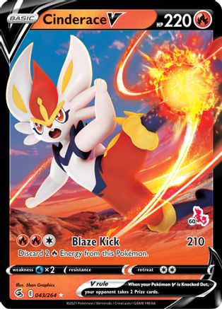 Cinderace V (#60 Cinderace) (43) Holofoil - Battle Academy 2022