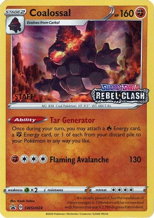 Coalossal (Prerelease) [Staff] (SWSH024) Holofoil - Black Star Promos