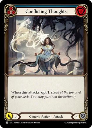 Conflicting Thoughts (Blue) (OMN221) Rainbow Foil - Omens of the Third Age