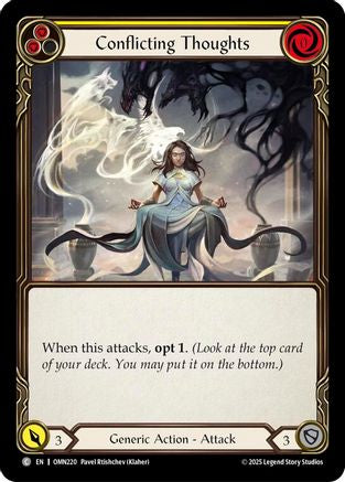 Conflicting Thoughts (Yellow) (OMN220) Rainbow Foil - Omens of the Third Age
