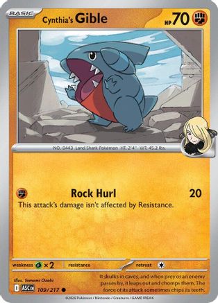 Cynthia's Gible (109) Reverse Holofoil - Ascended Heroes