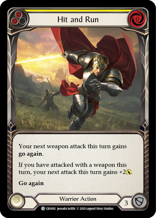 Hit and Run (Yellow) 1st Edition Rainbow Foil (CRU092) - Crucible of War