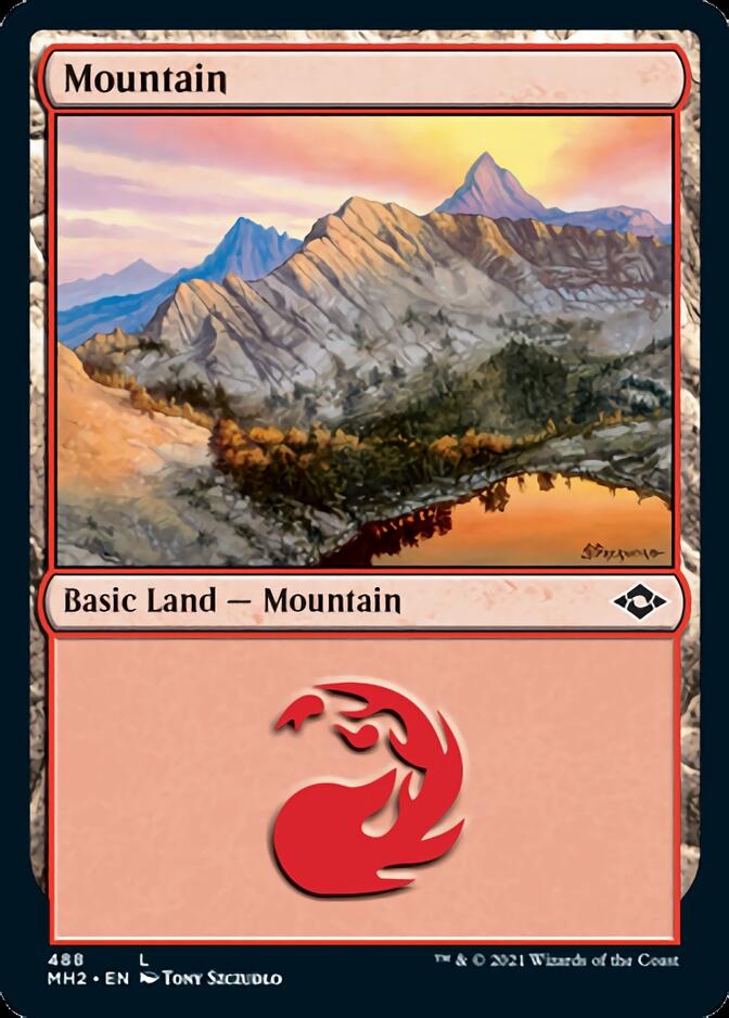 Mountain (488) (Foil Etched) [Modern Horizons 2] | Silver Goblin