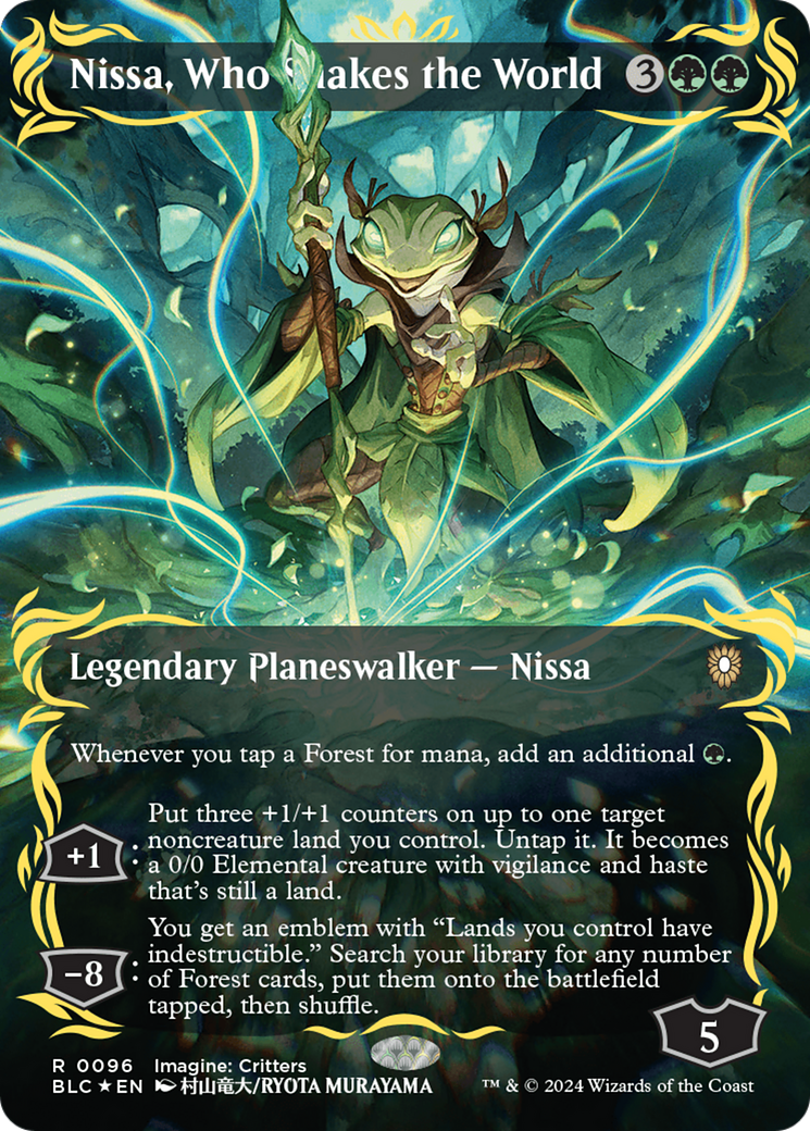 Nissa, Who Shakes the World (Borderless) (Raised Foil) [Bloomburrow Commander] | Silver Goblin