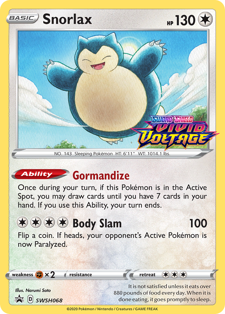 Snorlax (SWSH068) (Prerelease Promo) [Sword & Shield: Black Star Promos] | Silver Goblin