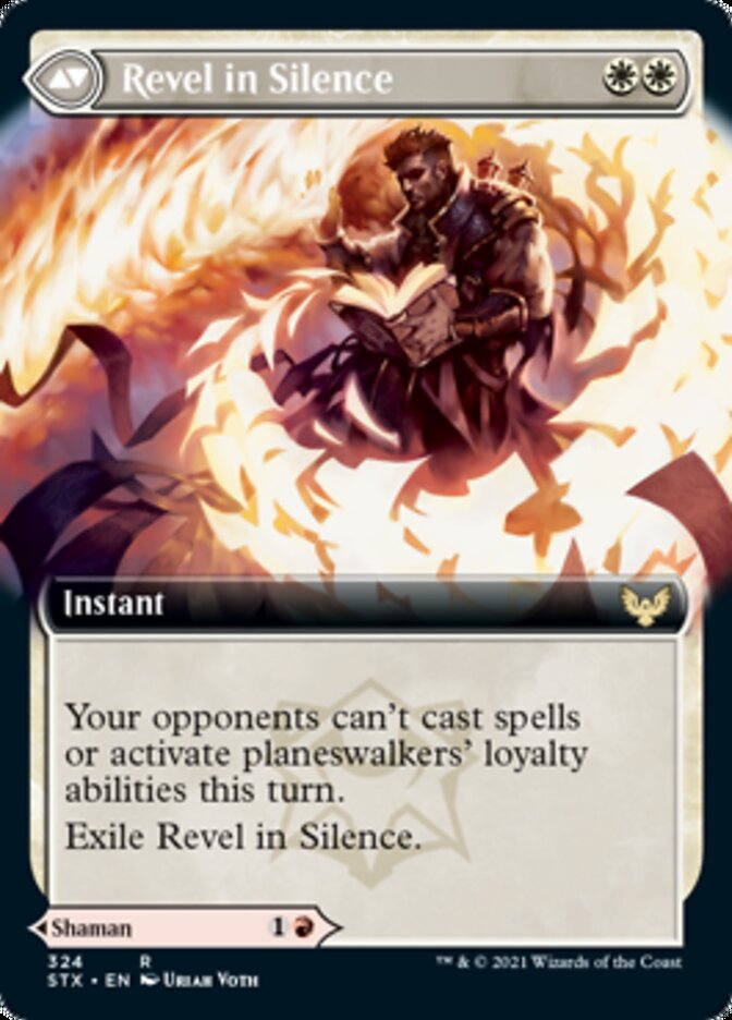 Flamescroll Celebrant // Revel in Silence (Extended Art) [Strixhaven: School of Mages] Foil