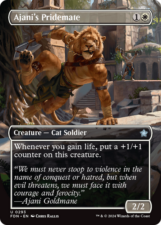 Ajani's Pridemate (Borderless) [Foundations] Foil