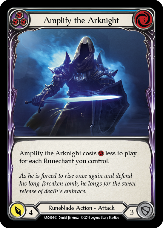 Amplify the Arknight (Blue) [ARC096-C] (Arcane Rising)  1st Edition Rainbow Foil | Silver Goblin