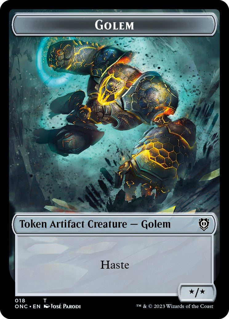 The Monarch // Golem Double-Sided Token [Phyrexia: All Will Be One Commander Tokens] | Silver Goblin