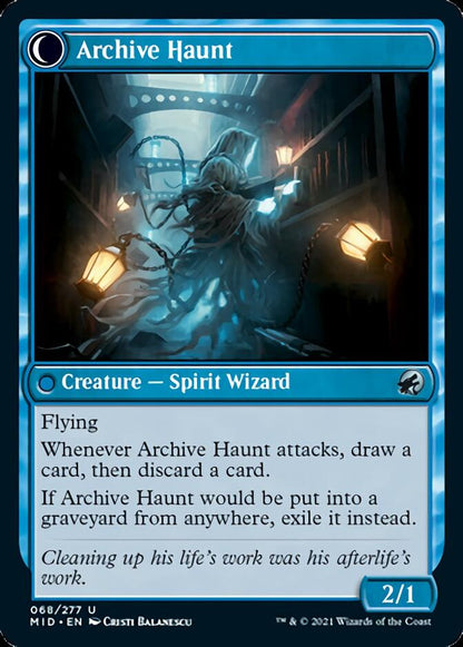 Overwhelmed Archivist // Archive Haunt (068) Foil - Innistrad: Midnight Hunt