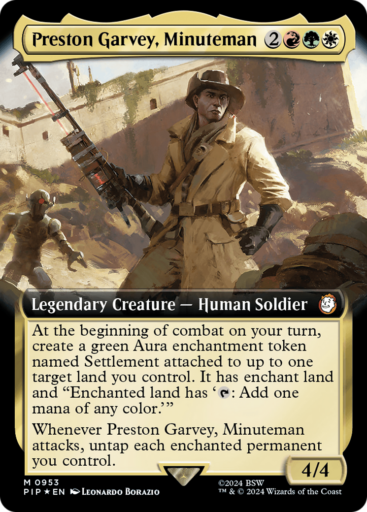 Preston Garvey, Minuteman (Extended Art) (Surge Foil) [Fallout] | Silver Goblin