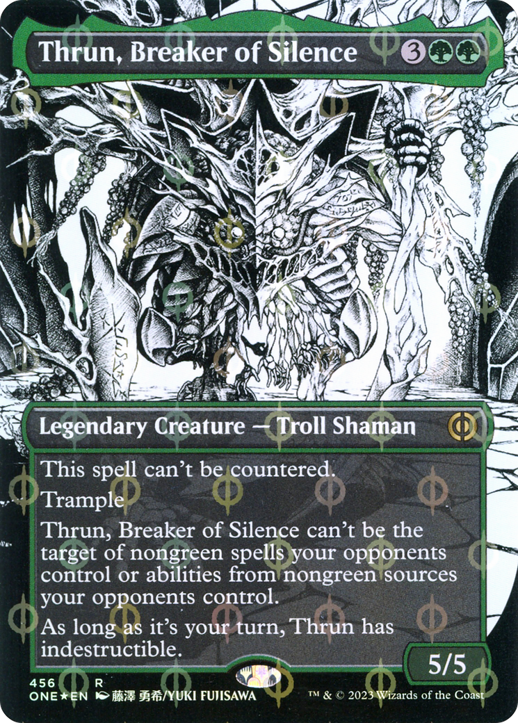 Thrun, Breaker of Silence (Borderless Manga Step-and-Compleat Foil) [Phyrexia: All Will Be One] | Silver Goblin