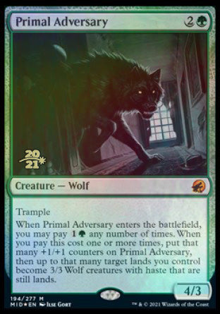 Primal Adversary [Innistrad: Midnight Hunt Prerelease Promos] | Silver Goblin