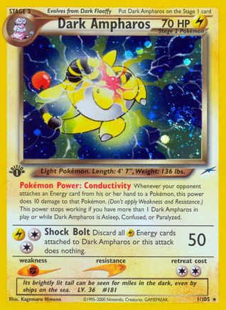 Dark Ampharos (1) (1st Edition) Holofoil - Neo Destiny