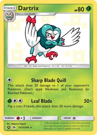 Dartrix (SV3) (Shiny Vault) Holofoil - Hidden Fates