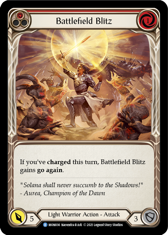 Battlefield Blitz (Red) [MON036-RF] (Monarch)  1st Edition Rainbow Foil | Silver Goblin