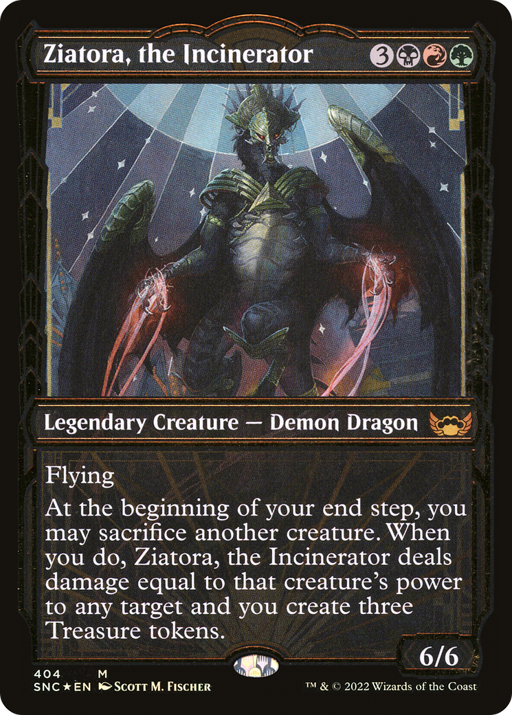 Ziatora, the Incinerator (Showcase Golden Age Gilded Foil) [Streets of New Capenna] | Silver Goblin