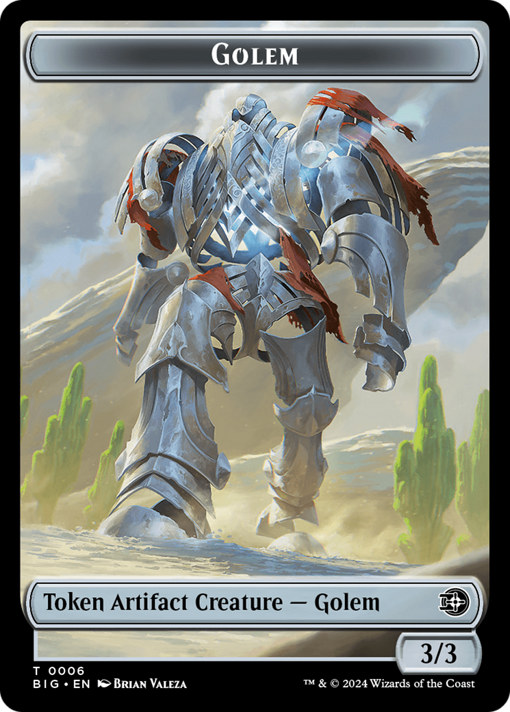Treasure // Golem Double-Sided Token [Outlaws of Thunder Junction Tokens] | Silver Goblin