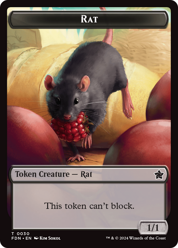 Elf Warrior // Rat (0030) Double-Sided Token [Foundations Tokens] | Silver Goblin