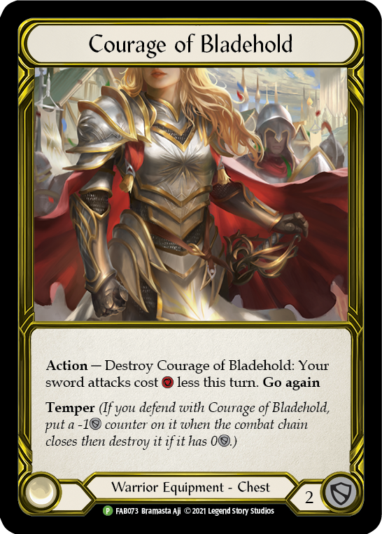 Courage of Bladehold (Golden) [FAB073] (Promo)  Cold Foil | Silver Goblin