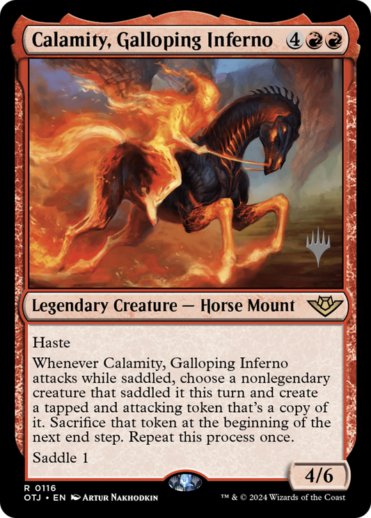 Calamity, Galloping Inferno (Promo Pack) [Outlaws of Thunder Junction Promos] Foil