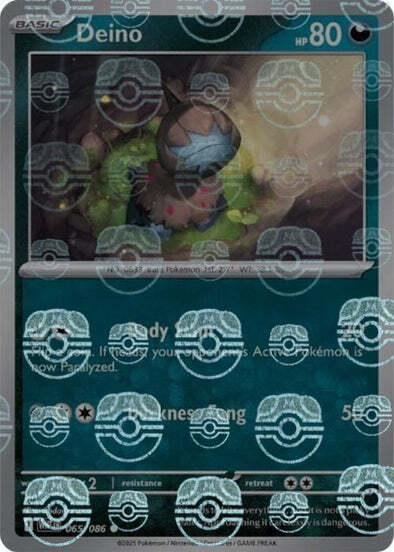 Deino (Master Ball Pattern) (65) Reverse Holofoil - White Flare