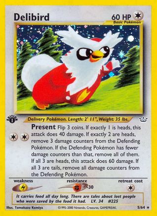 Delibird (5) (1st Edition) Holofoil - Neo Revelation